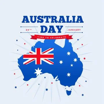 Flat australia day with australian map Stock Illustration