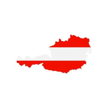 Flat Austria outline map with national flag. Ilustración de archivo