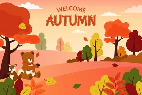 Flat autumn background concept Stock Illustration