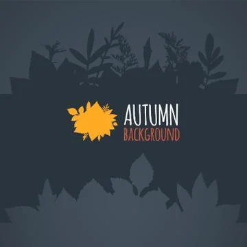 Flat autumn background, dark gray leaves Stock Illustration