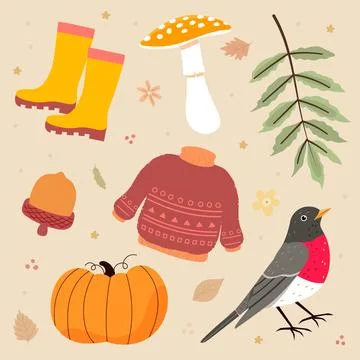 Flat autumn celebration elements collection Illustrazione stock