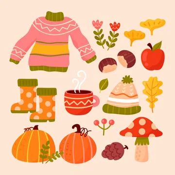 Flat autumn celebration elements collection Illustrazione stock