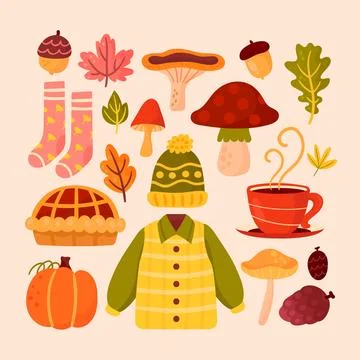 Flat autumn celebration elements collection Illustrazione stock