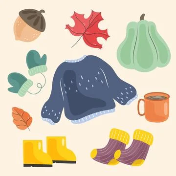Flat autumn celebration elements collection Stock Illustration