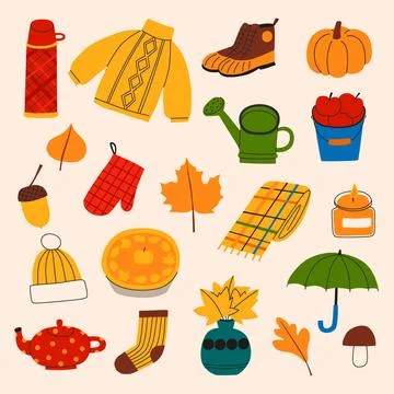 Flat autumn celebration elements collection Illustrazione stock