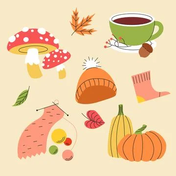 Flat autumn celebration elements collection Illustrazione stock
