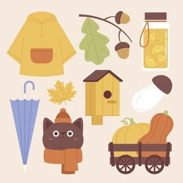 Flat autumn celebration elements collection Illustrazione stock