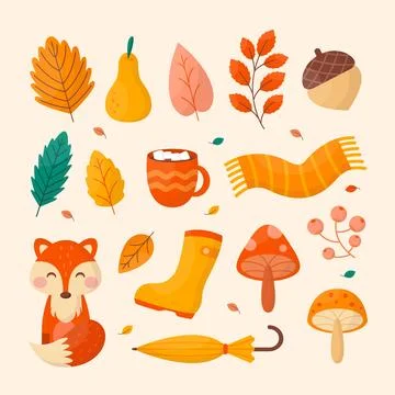 Flat autumn celebration elements collection Illustrazione stock