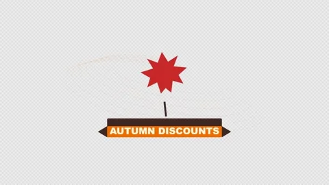 Flat Autumn Maple Leaf Swirling with Wind Lines and Discount Banner Animation Stock Footage 346565925