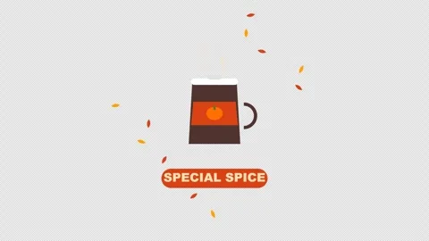 Flat Autumn Pumpkin Spice Latte Cup Steam Transparent Stock Footage 346565797