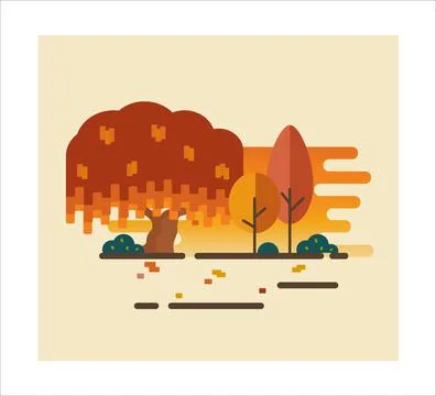 Flat autumn scene desing.  Stock Illustration