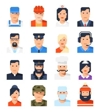 Flat avatars of the professions of men and women Stock-Illustration
