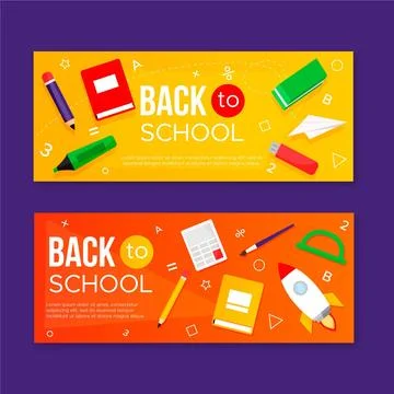 Flat back to school banners Stock Illustration
