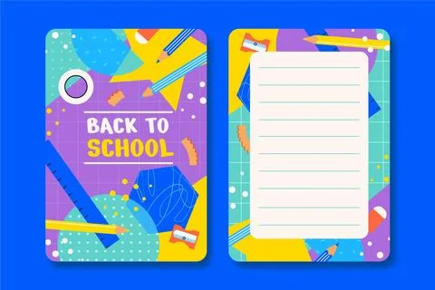 Flat back to school card template Stock Illustration