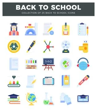 Flat back to school icons for education and learning. イラスト素材