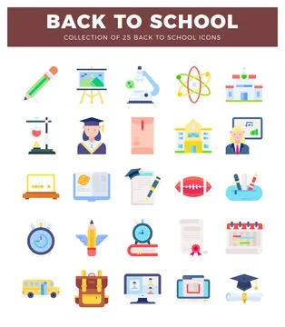Flat back to school icons. Stock Illustration