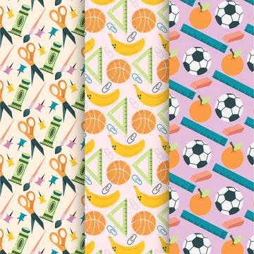 Flat back to school patterns collection Stockillustratie