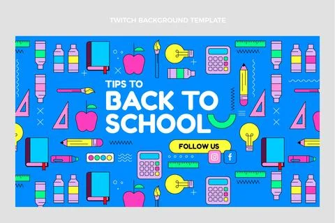 Flat back to school twitch background Stock Illustration