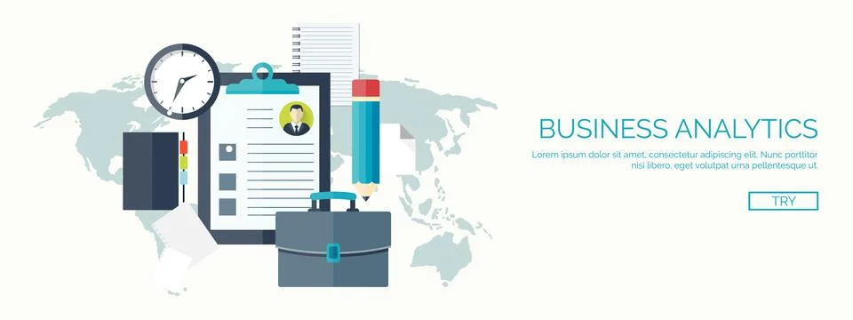 Flat background. Administrative management concept. Business aims solutions 스톡 일러스트