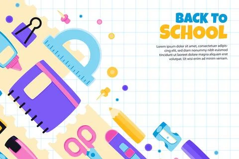 Flat background for back to school event Stock Illustration