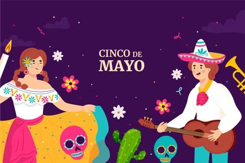 Flat background for cinco de mayo celebration Stock Illustration