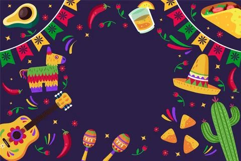 Flat background for cinco de mayo celebration Stock Illustration