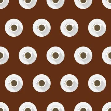 Flat background for coffee cup. Seamless pattern with full white coffee cu... Foto stock