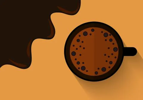 Flat background with a cup of coffee Illustrazione stock