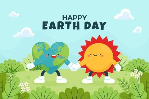 Flat background for earth day celebration Stock Illustration