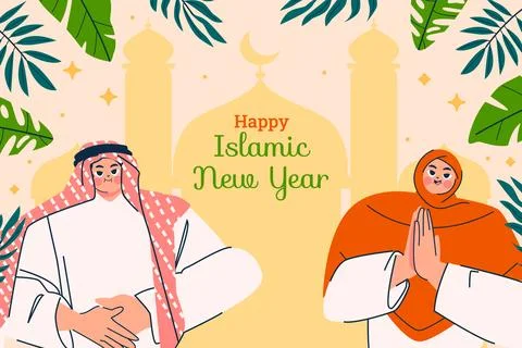 Flat background for islamic new year celebration Stock Illustration