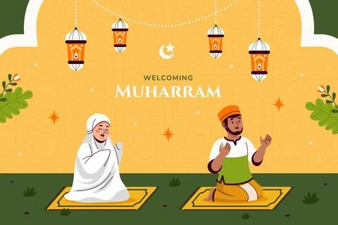 Flat background for islamic new year celebration Stock Illustration