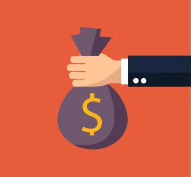 Flat background with, money bag Stock Illustration