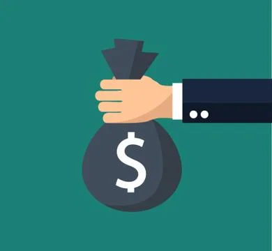 Flat background with, money bag Illustrazione stock