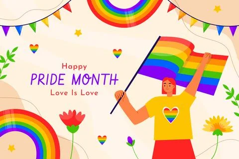 Flat background for pride month celebration Stock Illustration