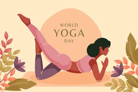 Flat background template for international yoga day celebration イラスト素材