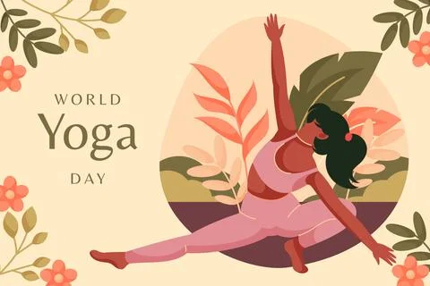 Flat background template for international yoga day celebration イラスト素材