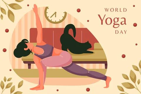 Flat background template for international yoga day celebration イラスト素材