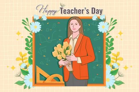 Flat background for world teachers day. Stock Illustration