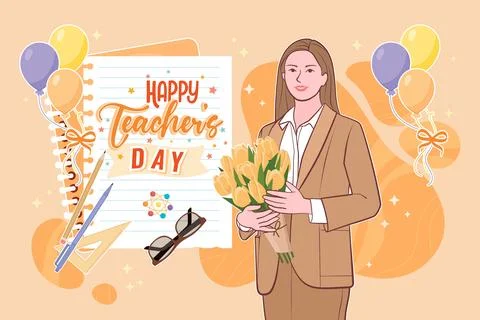 Flat background for world teachers day. Stock Illustration