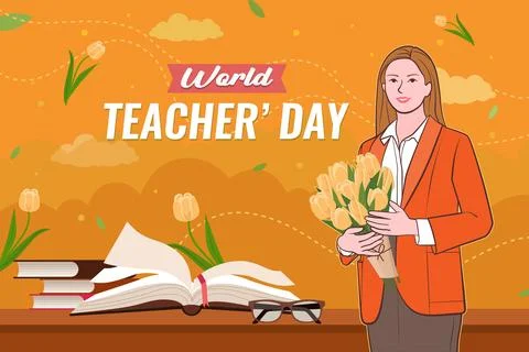 Flat background for world teachers day. Stock Illustration