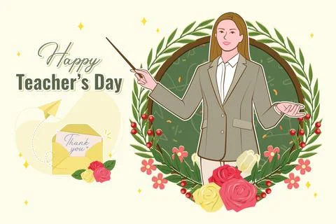 Flat background for world teachers day. Stock Illustration