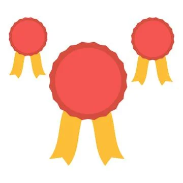 Flat badges set. Collection circle ribbon emblem Stock Illustration