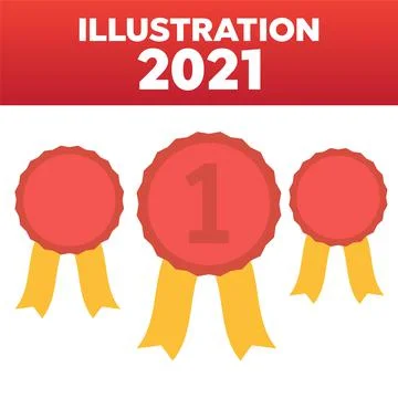 Flat badges set. Collection circle ribbon emblem Stock Illustration