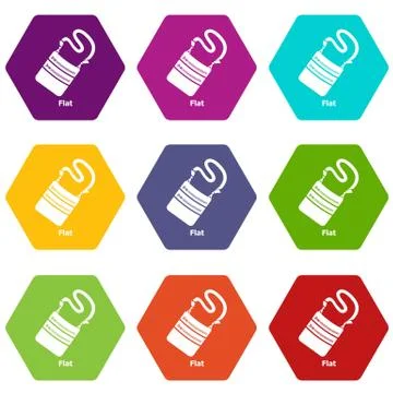 Flat bag icons set 9 vector Stock Illustration
