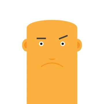 Flat bald angry face man avatar vector character Stock Illustration