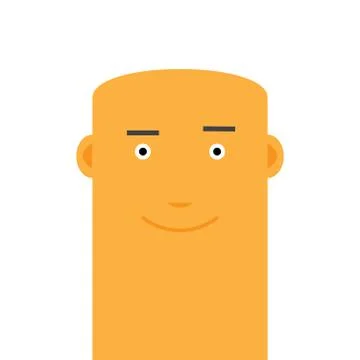 Flat bald joyful face man avatar vector character Stock Illustration