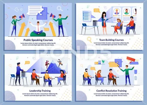 Flat Banner Set for Business and Self Development Stock Illustrationen