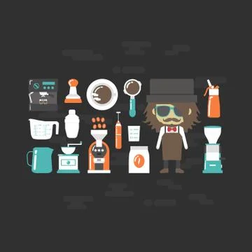 Flat barista tool Illustrazione stock