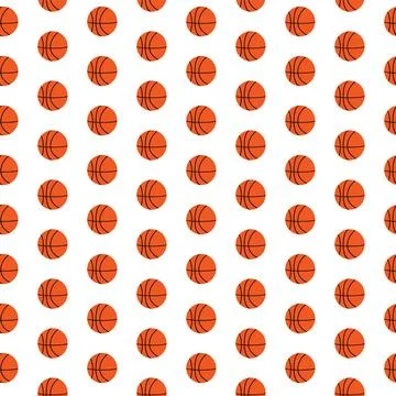 Flat basketball ball seamless pattern.  Sport, team play concept.  Flat ora.. Stock Illustration