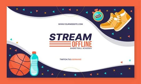 Flat basketball twitch background Stock Illustration